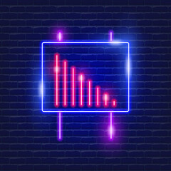 Graph neon icon. Vector illustration for design website, advertising, promotion, banner. Analysis and statistics concept.