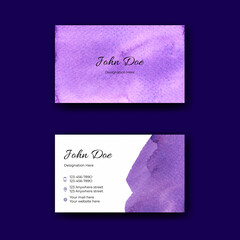 Violet watercolor stains business card template