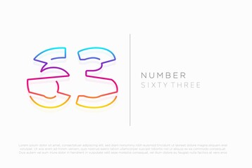 Number 63 sixty three logo icon design, vector template
