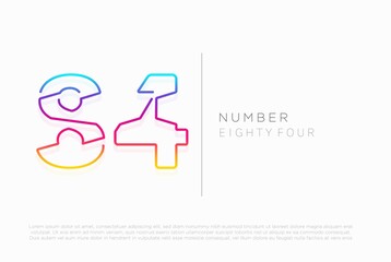 Number 84 eighty four logo icon design, vector template