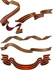 Collection of St. George's ribbons of the Great Patriotic War of the USSR, on a white background. Vector image.