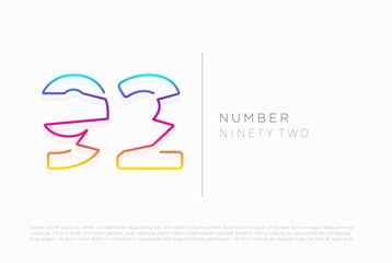 Number 92 ninety two logo icon design, vector template