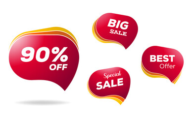Discount Sticker. Sale Red Tag Isolated Vector Illustration. Discount Offer Price Label, Vector Price Discount Symbol.
