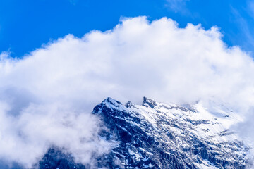 The Swiss Alps at Murren, Switzerland. Jungfrau Region. The valley of Lauterbrunnen from Interlaken.