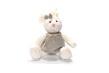 Stuffed rabbit toy isolated on white background