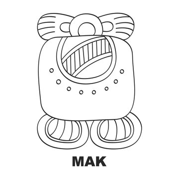 Vector icon with Glyph from Maya Haab calendar. Calendar month symbol Mak