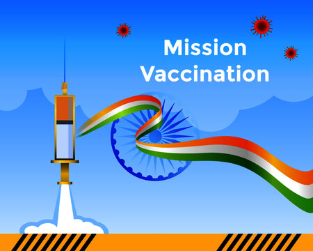 India Launch Vaccination For All Indian Citizens. Mission Vaccination Program Launched To Help Humanity.