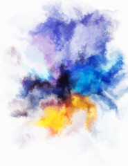 Watercolor painted background. Abstract Illustration wallpaper. Brush stroked painting. 2D Illustration.