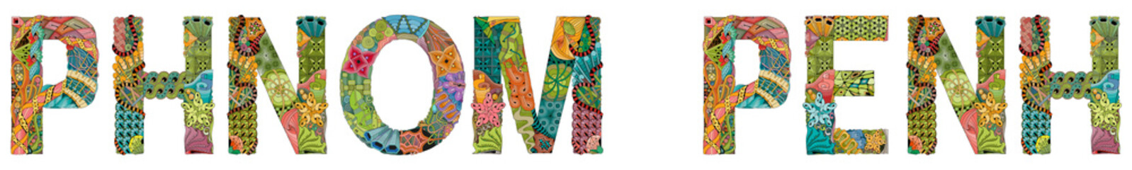 Phnom Penh is the capital and most populous city in Cambodia. Vector decorative zentangle object for decoration