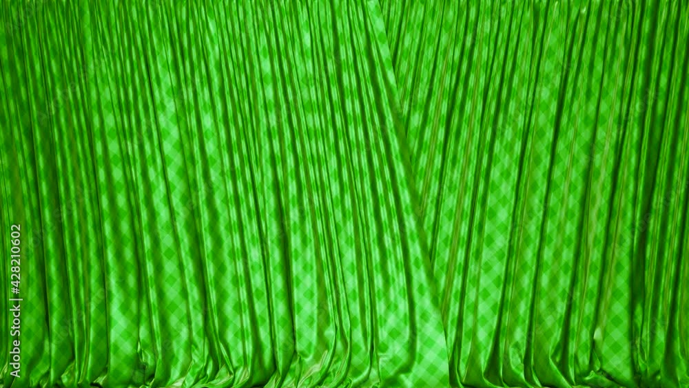 Aufkleber realistic 3d animation of the checkered pattern green curtain rendered in uhd with alpha matte