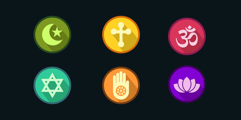 various symbol of religion in flat icon style design vector