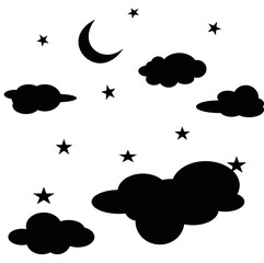 Ilustrasi vektor silhoutte dengan objek brang-barang di sekitar kita on white background