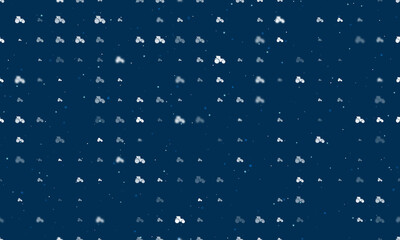 Seamless background pattern of evenly spaced white tractor symbols of different sizes and opacity. Vector illustration on dark blue background with stars