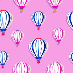 Hot air balloon seamless pattern vector illustration