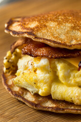 Homemade Pancake Breakfast Egg Sandwich