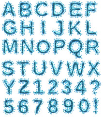 Coronavirus alphabet. Creative design font on white background