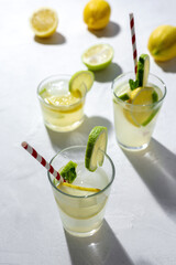 Refreshing homemade lemonade with ice and mint