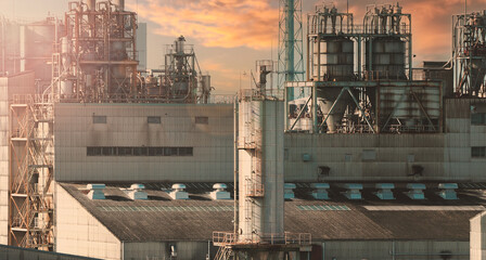 Oil and gas petrochemical industrial. Oil refinery petrochemical plant factory from Osaka chemical...