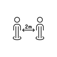 abstract thin line social distancing icon