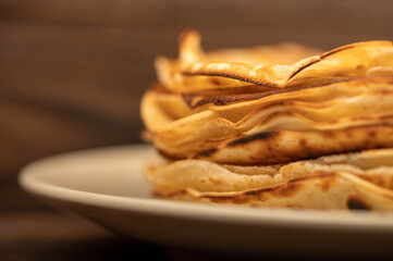 Traditional Russian pancakes. Shrovetide week of spring meeting. Seeing off winter.