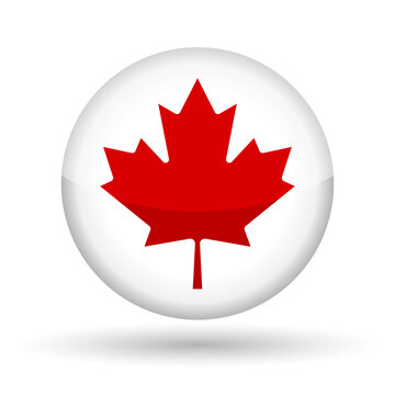 recommend clip art: Badge with red maple leaf icon on white background. Canada vector symbol clipart.