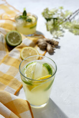 Refreshing homemade lemonade with ice and mint