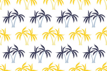 Fototapeta na wymiar Coconut palm tree pattern textile seamless tropical forest background.