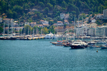 Fototapeta na wymiar Amazing view of the sea bay with boats