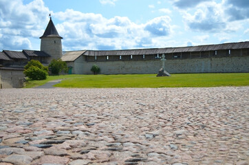 On the territory of the Holy Trinity Cathedral in Pskov. One of the oldest sights in Russia