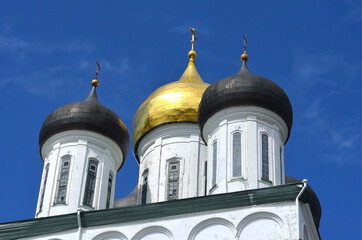 Domes of the Holy Trinity Cathedral in Pskov, Russia