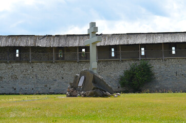 On the territory of the Holy Trinity Cathedral in Pskov. One of the oldest sights in Russia