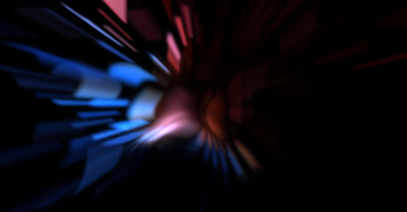 Light particle trails. Light explosion star with glowing particles and lines. Beautiful moving abstract rays background.