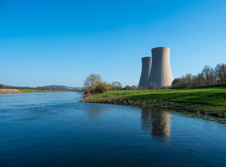 nuclear power plant by the river