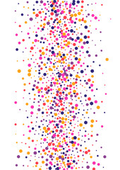 Multicolor Fiesta Circle Illustration. Confetti Abstract Background. Red Dot Energy. Round Purple Fall Texture. Rainbow Frame.