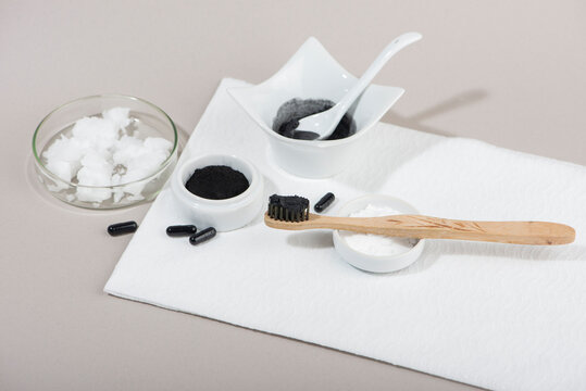 Homemade charcoal powder Toothpaste.