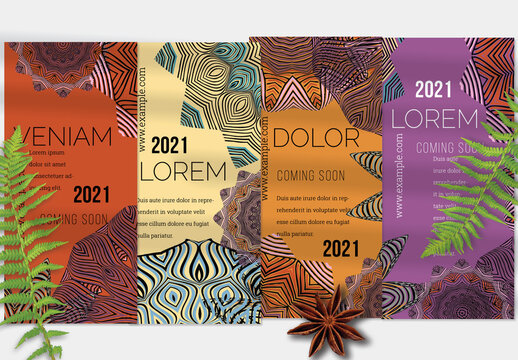 Flyer Layout with Mandala Lace Flower Elements