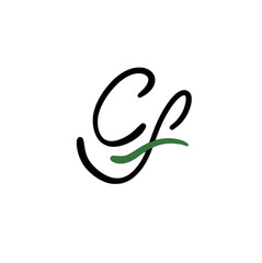 Cf initial handwritten logo for identity