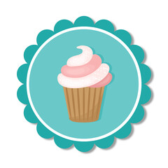 Beautiful delicious cake sticker, logo