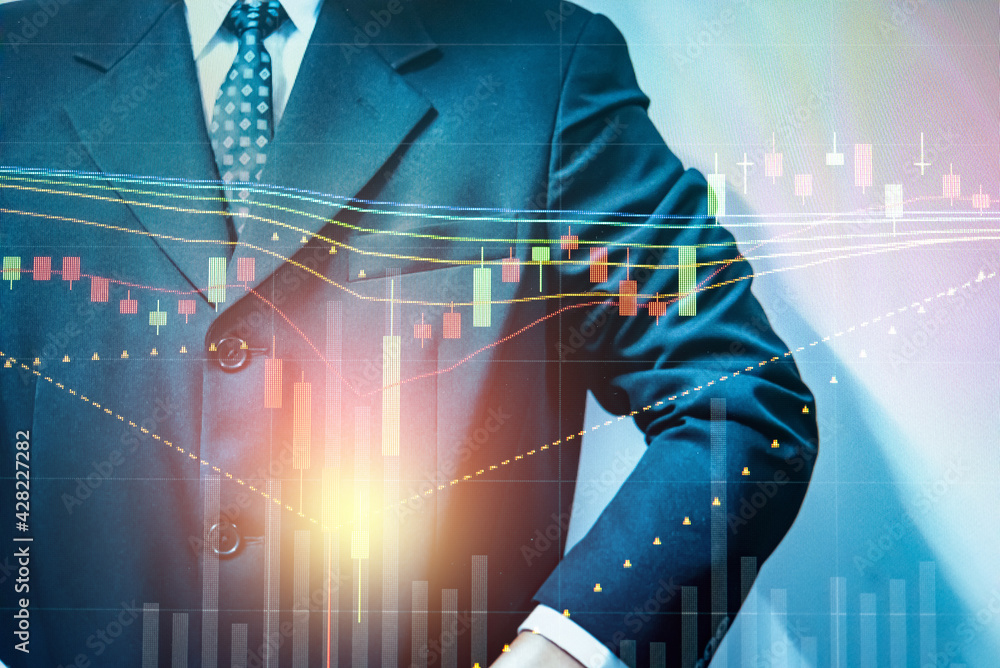 Poster financial data in term of a digital prices on led display. a number of daily market price and quotat