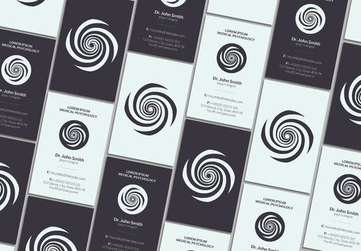 Modern Business Card Design Layout with Geometric Swirl Background