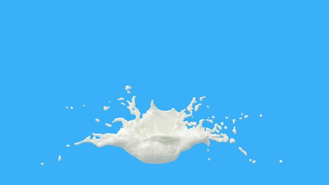 Milk Splash super slow-motion with droplets on black background. 3d illustration.