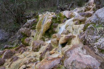 Landscape of the birth of the Mundo River on Riopar, Albacete, Spain