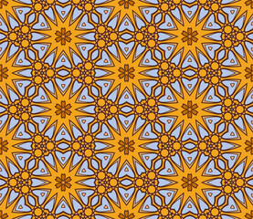 Abstract colorful doodle flower seamless pattern. Floral background. Mosaic, tile of thin line ornament.