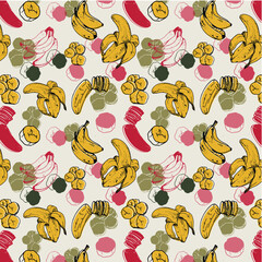 seamless pattern with banana, hand drawn pattern with banana