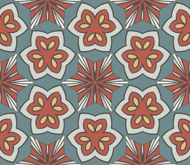 Abstract colorful doodle flower seamless pattern. Floral background. Mosaic, tile of thin line ornament.