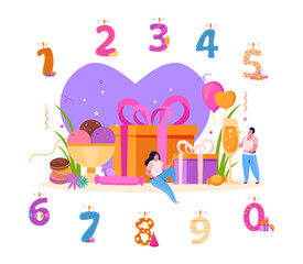 Fototapeta premium Birthday Candle Digits Composition