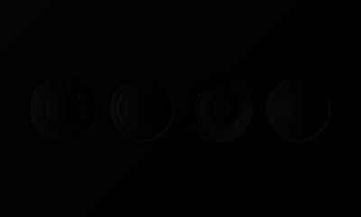 Black Gradient Audio device Volume control buttons on panels Graphic Equilizer Element EQ with speaker symbols with Black Background