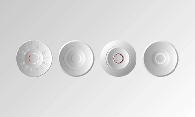 Pure White Gradient Audio device Volume control buttons on panels Graphic Equilizer Element EQ with speaker symbols with White Ice Background.