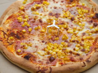 Pizza with Ham and Corn