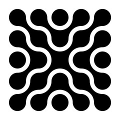 Connected dots in a shape of square. Black silhouette abstract design element. Vector illustration